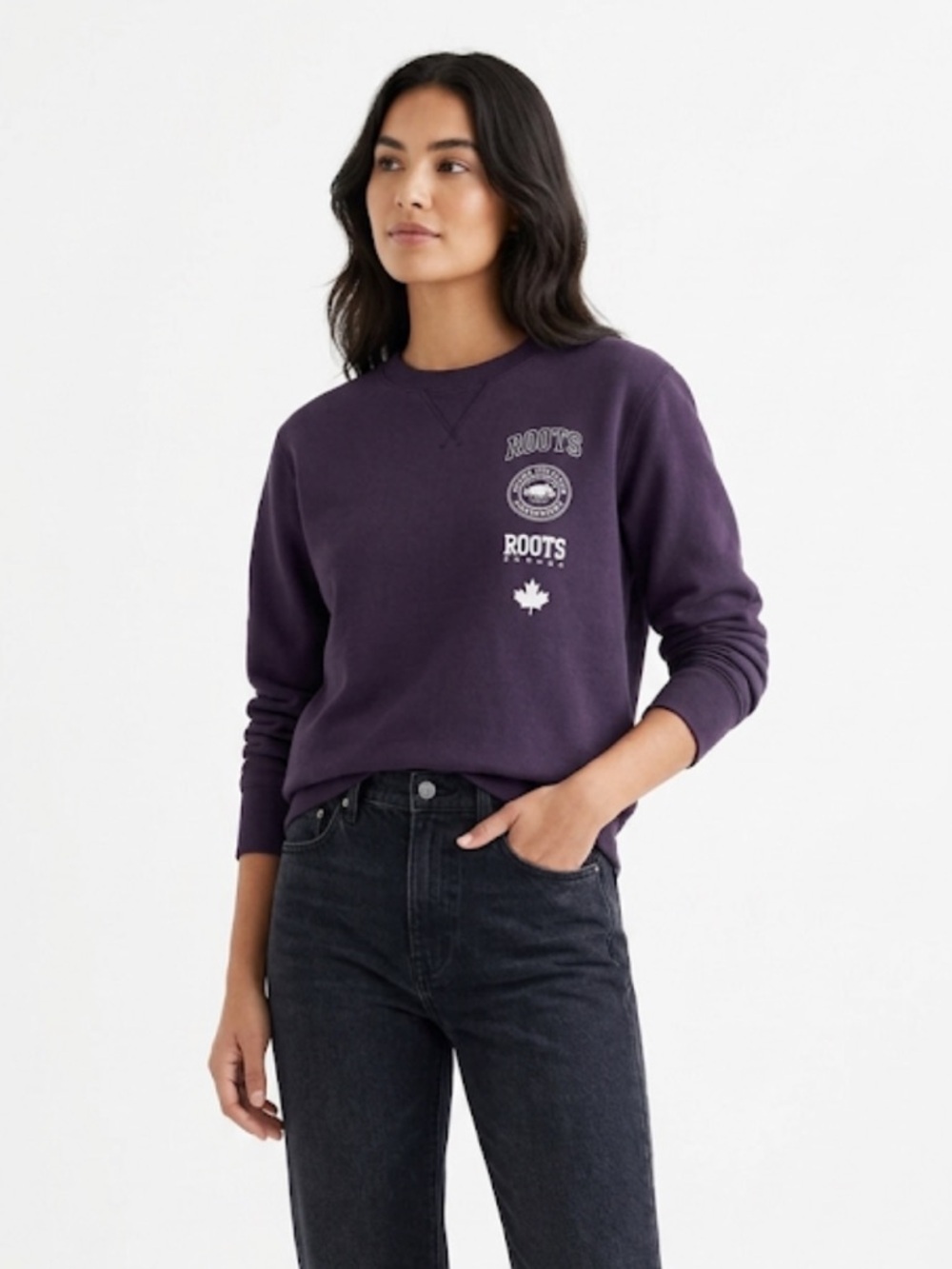 Roots Purple Crewneck Sweatshirt – Size S | Canadian Heritage | Cozy Casual | - Picture 1 of 8